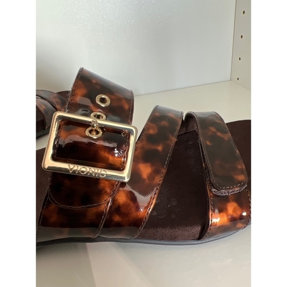 Vionic SKYLAR TORTOISE SHELL FAUX PATENT ORTHOPEDIC SLIDE - SIZE 9 - Picture 5 of 7